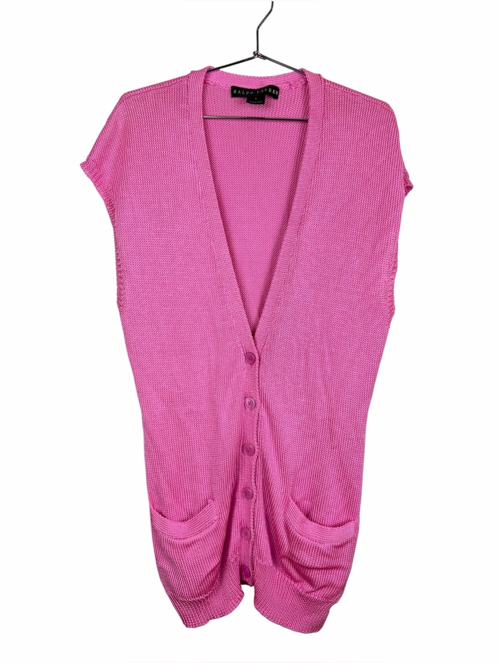 Ralph Lauren Pink Button-Front Sweater Vest